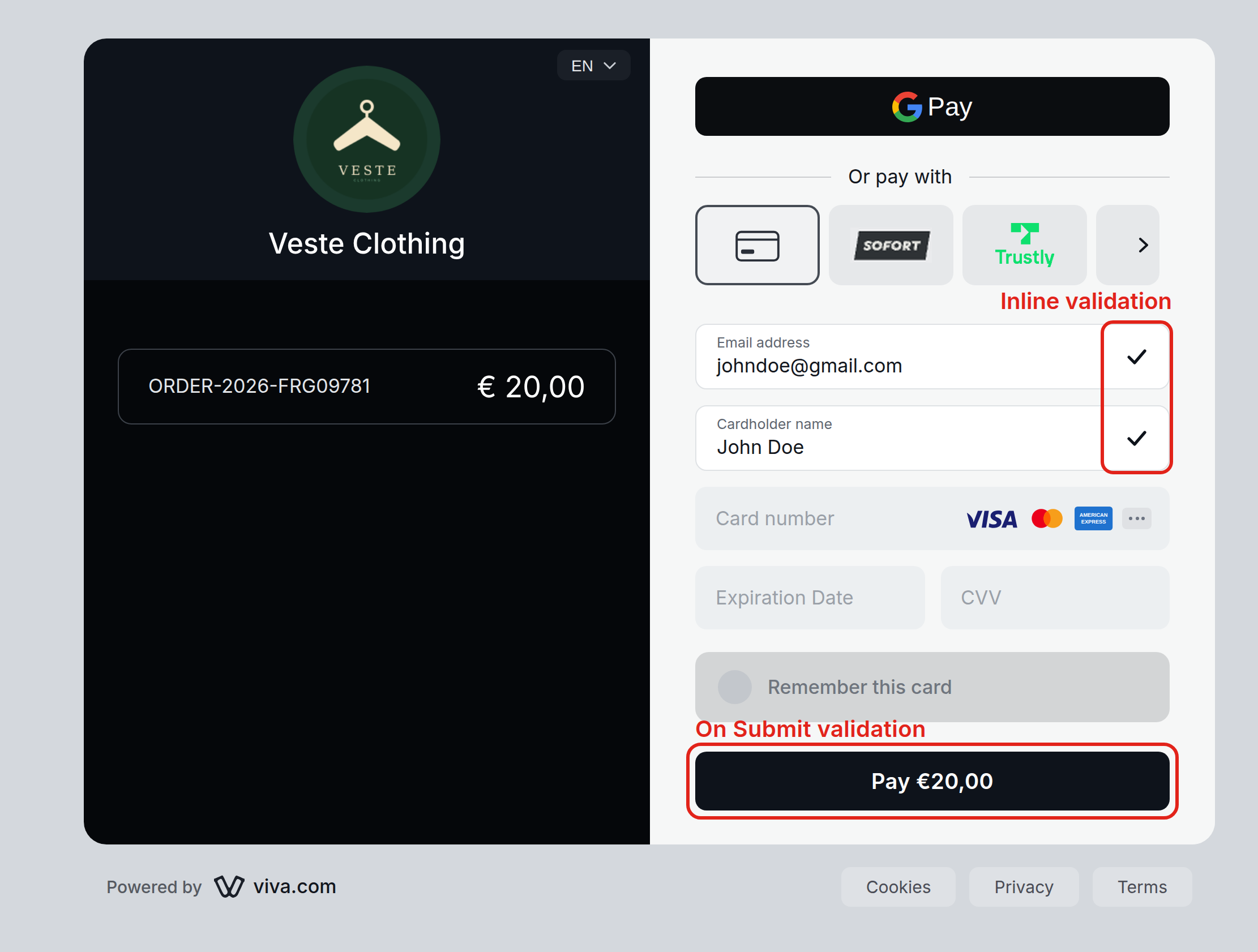Smart Checkout - field validation