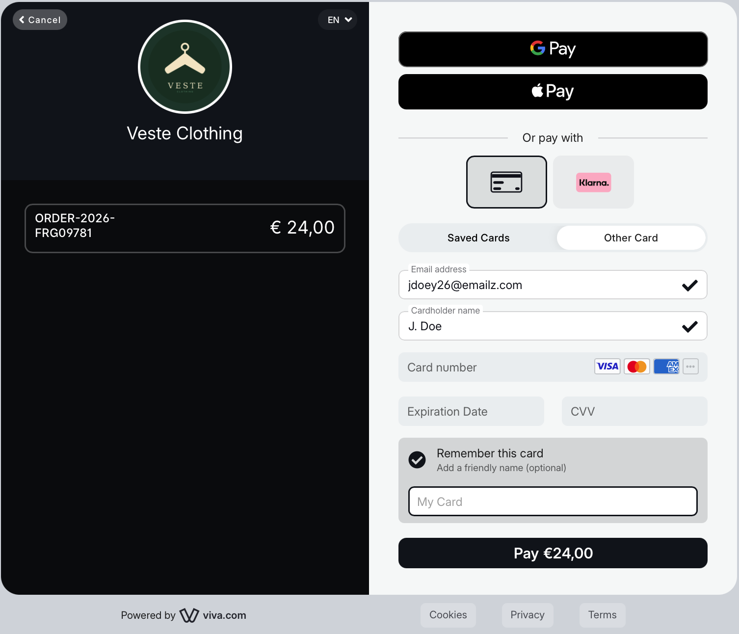 Smart Checkout with variable amount