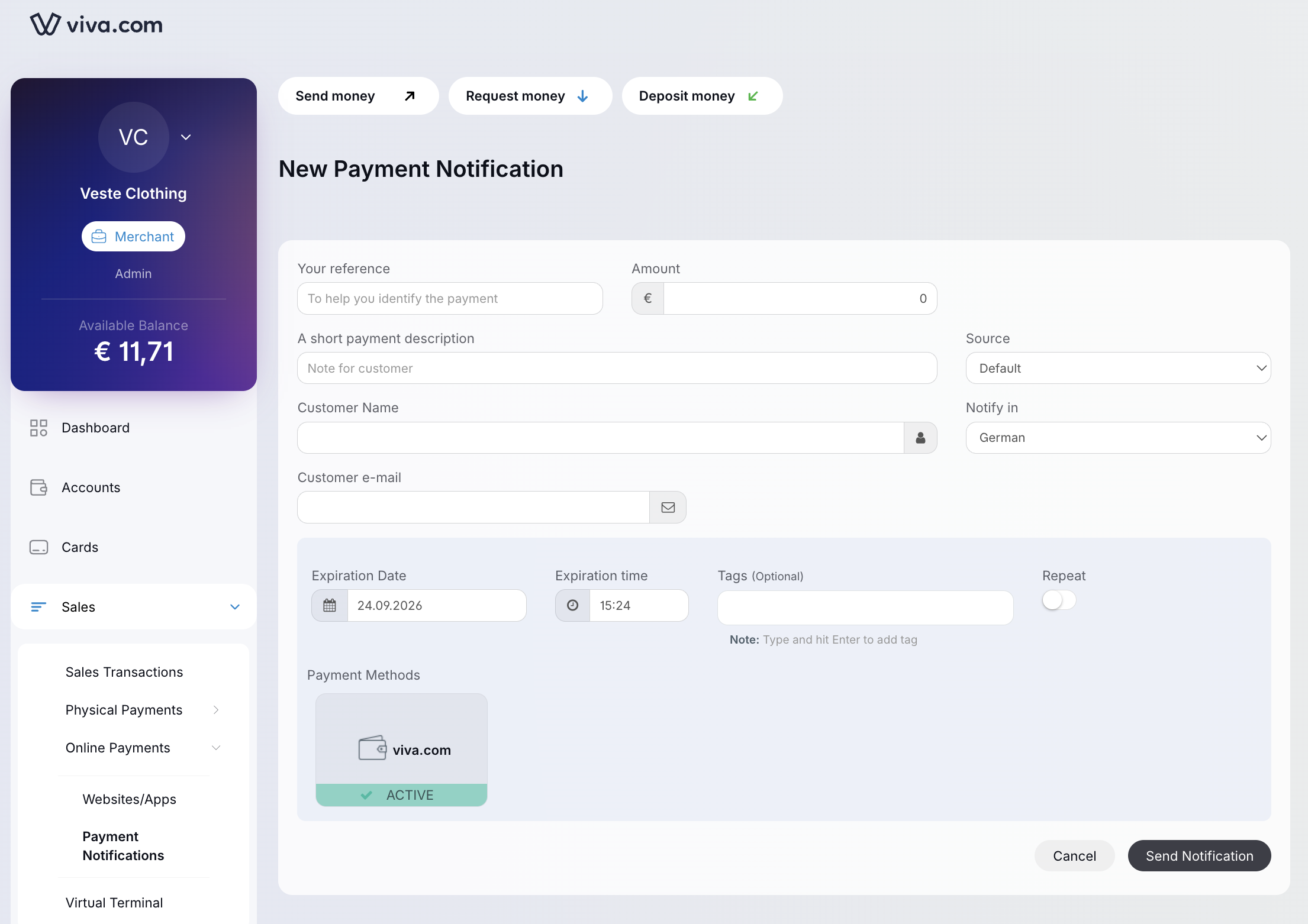 Payment notification