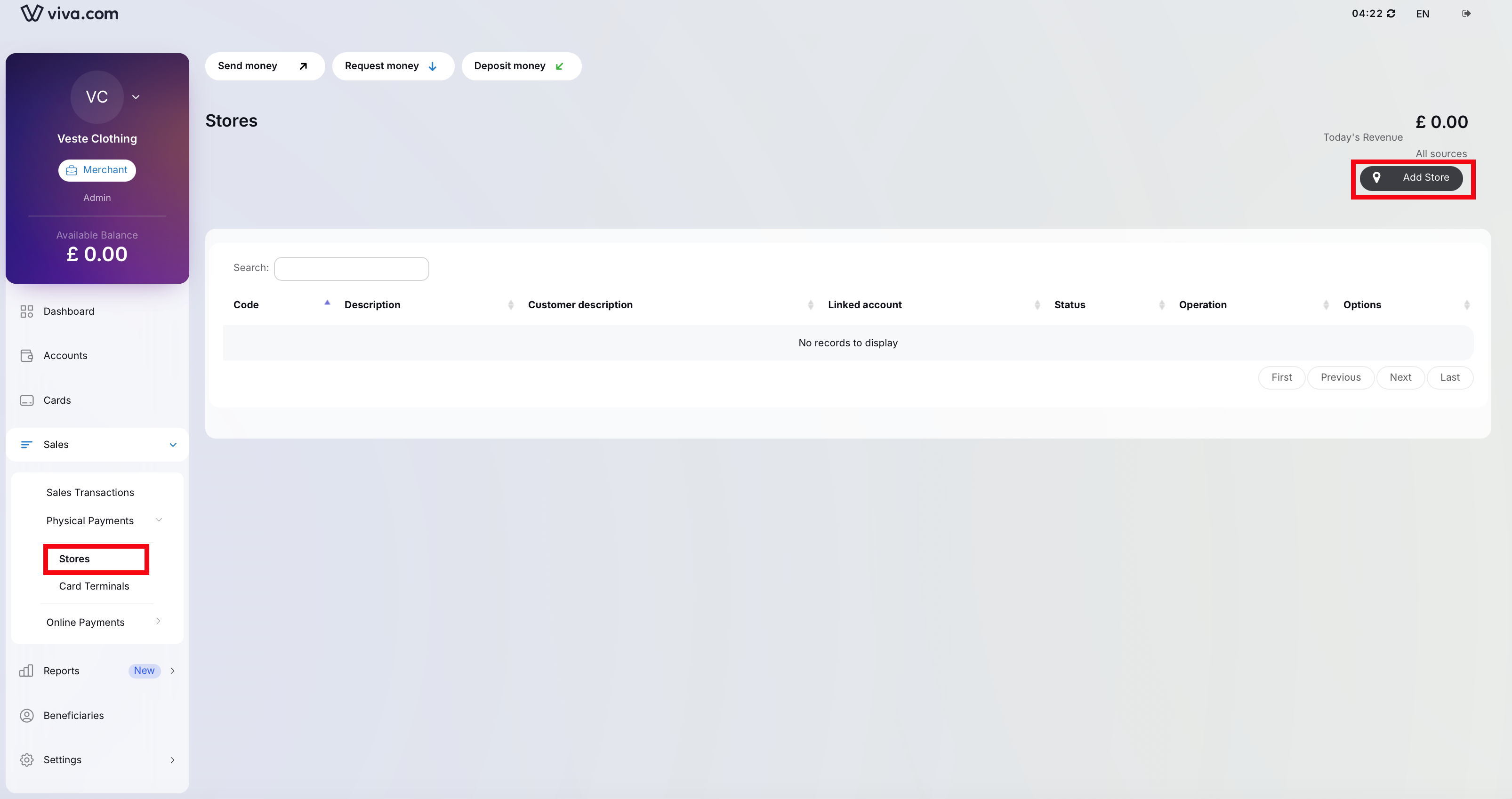 Add Website button