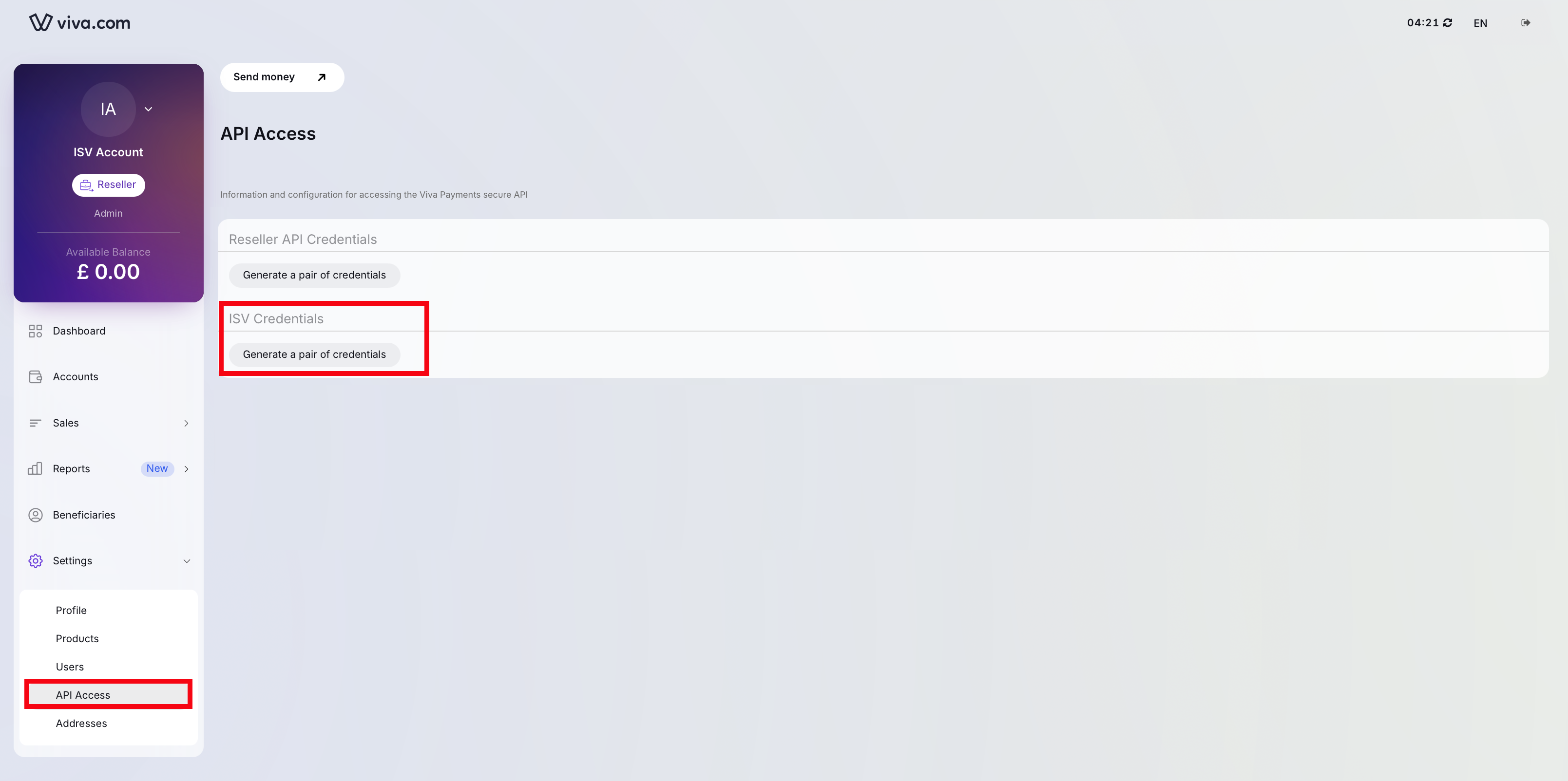ISV Credentials Access 1