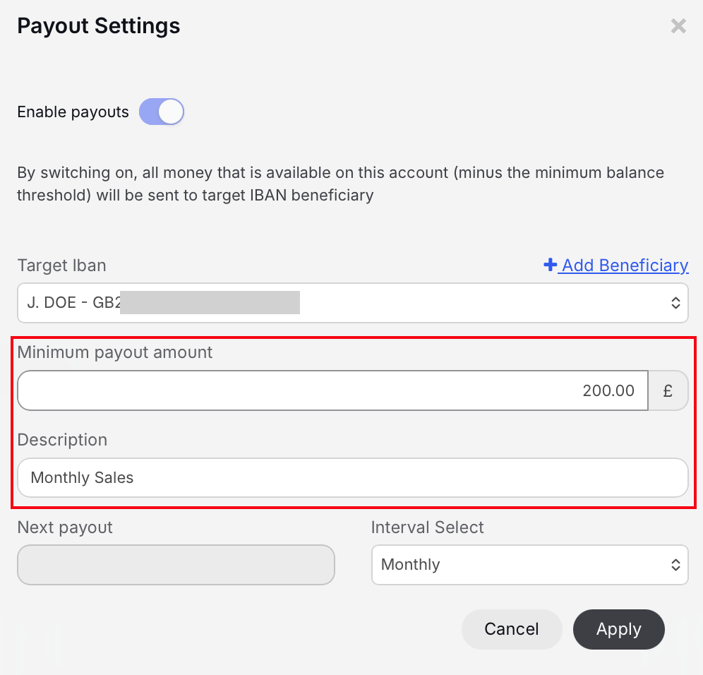 Minimum Payout Amount