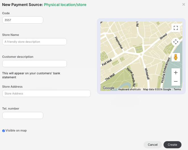 New Payment Source dialog box