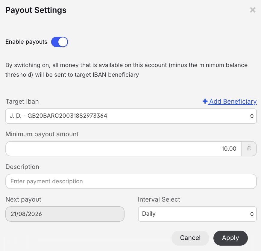 Payout settings 2