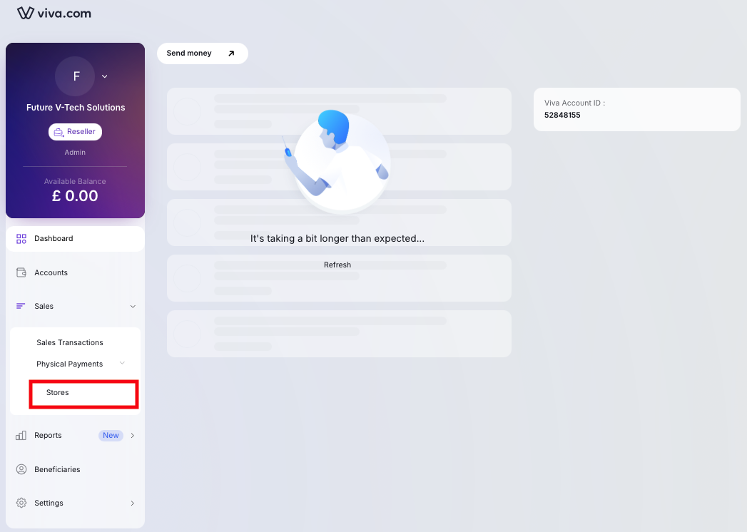 Online payments menu