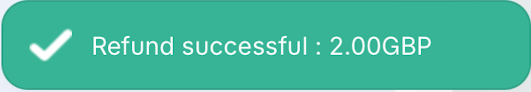 Refund successful popup