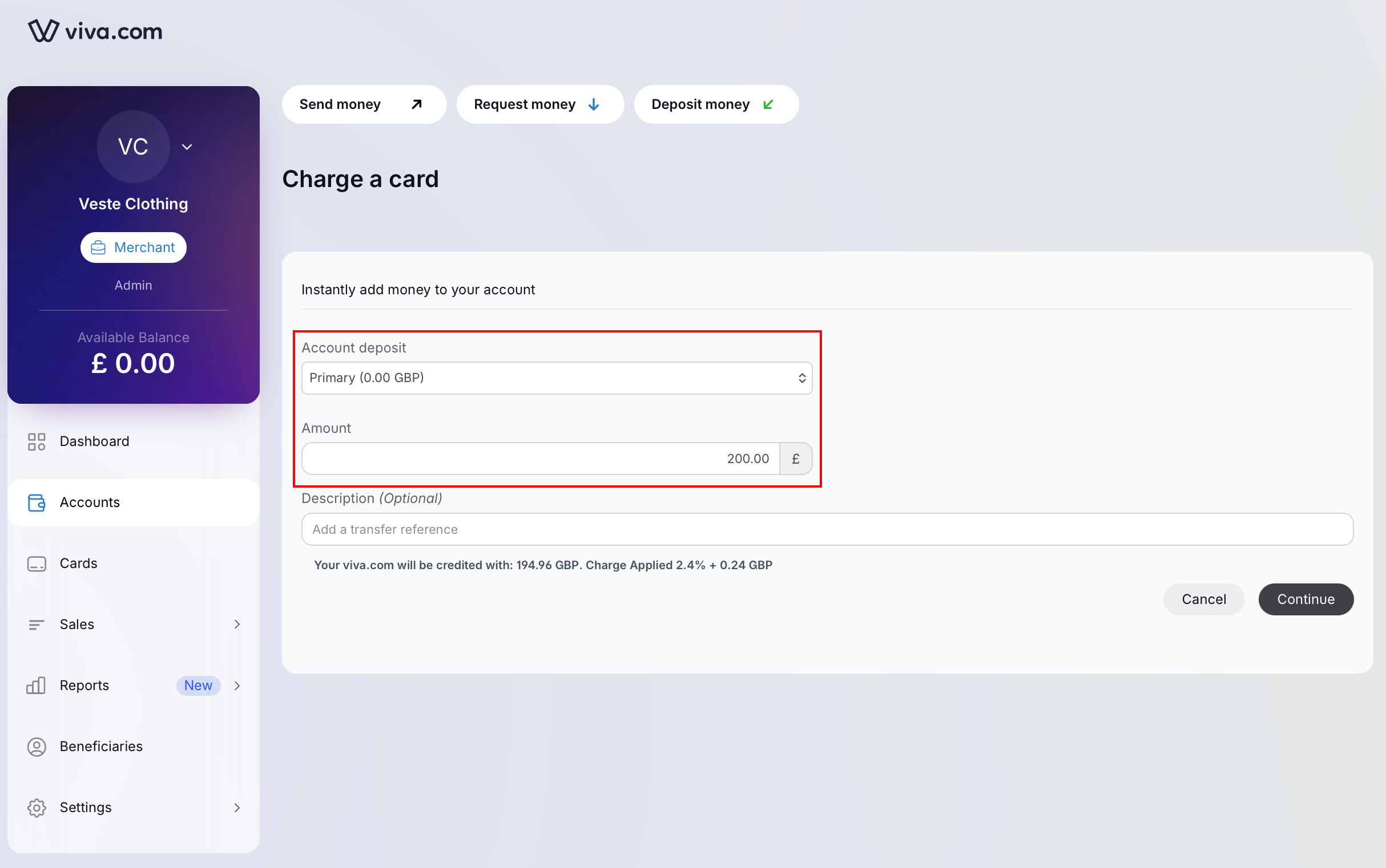 Select account