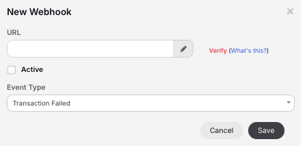 Transaction Failed webhook