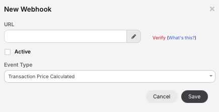 Transaction Price Calculated webhook