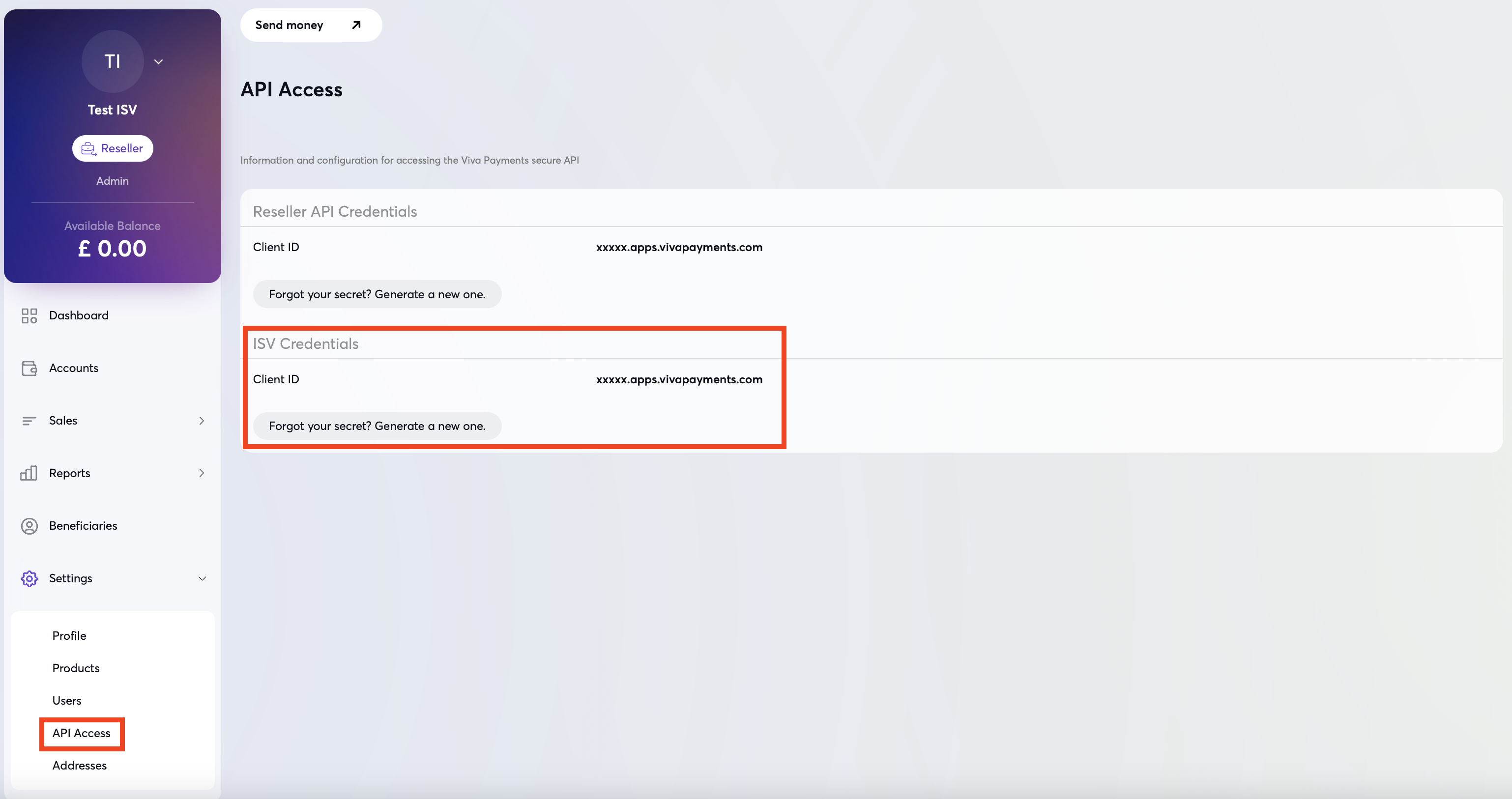 ISV Credentials Access 2