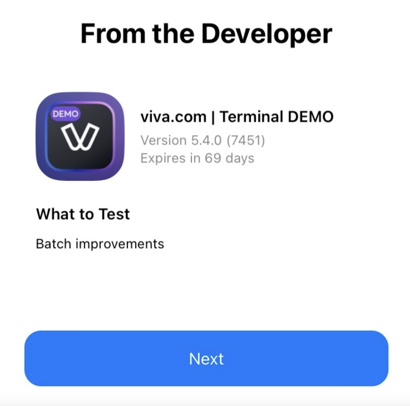 'viva.com | Terminal' application - start test-1 