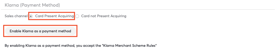 Enable Klarna as a payment method