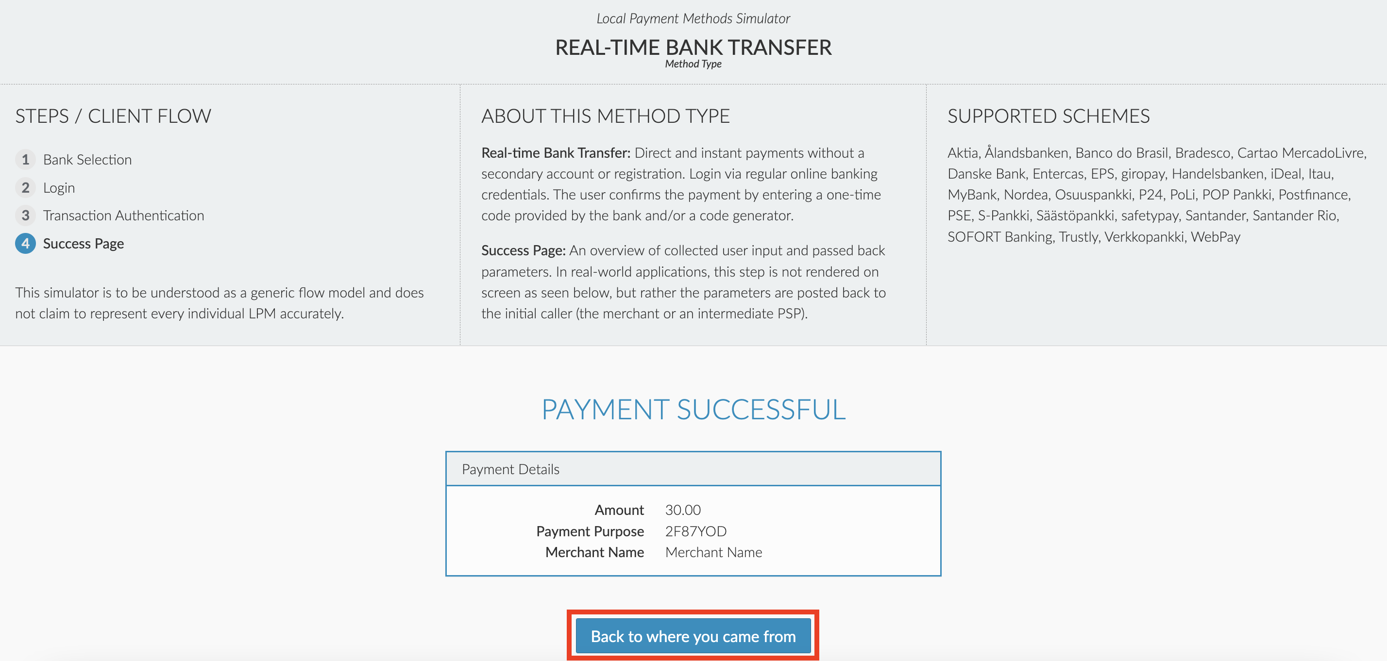 Local Payment Methods Simulator Step 4