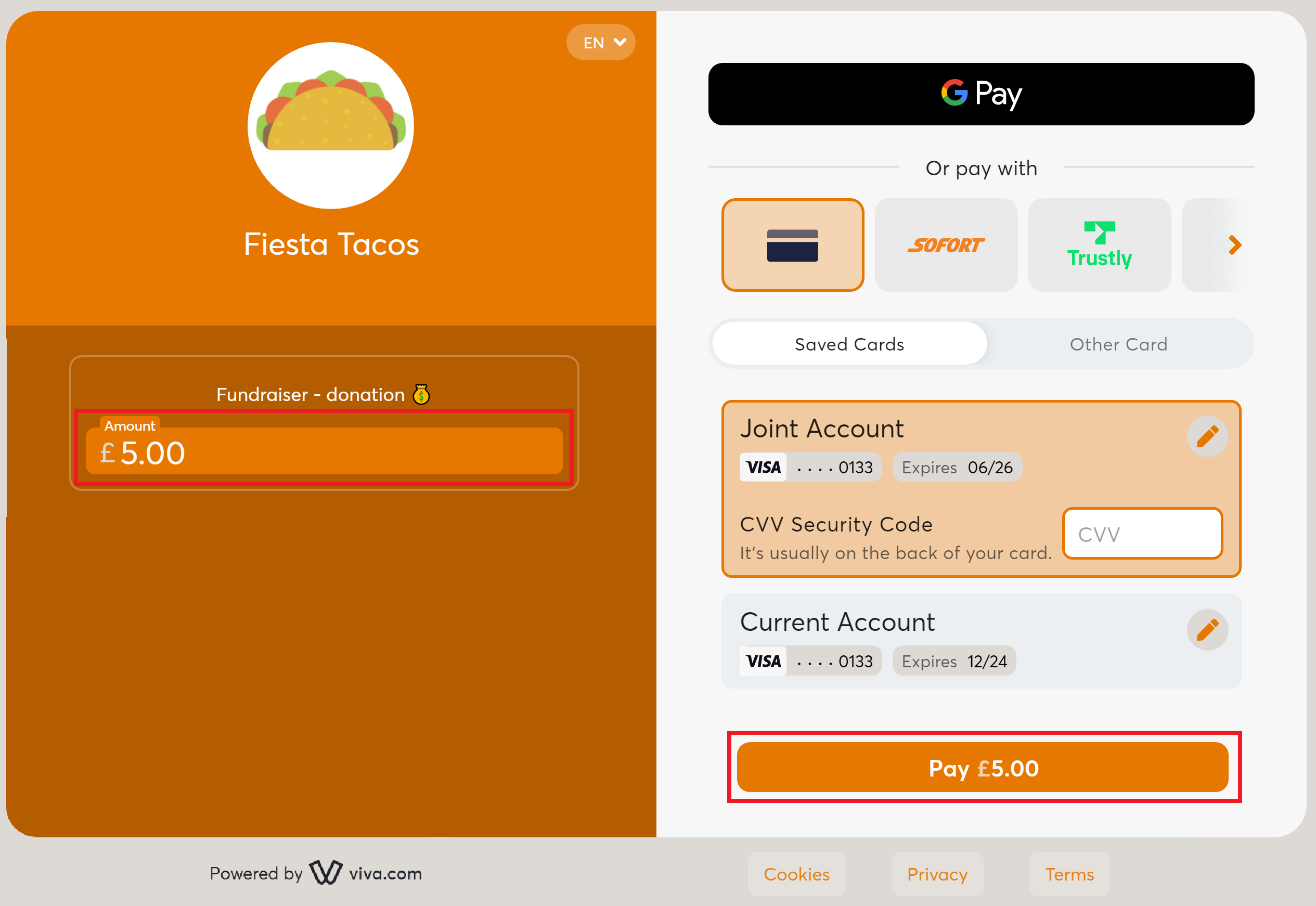 Smart Checkout with variable amount