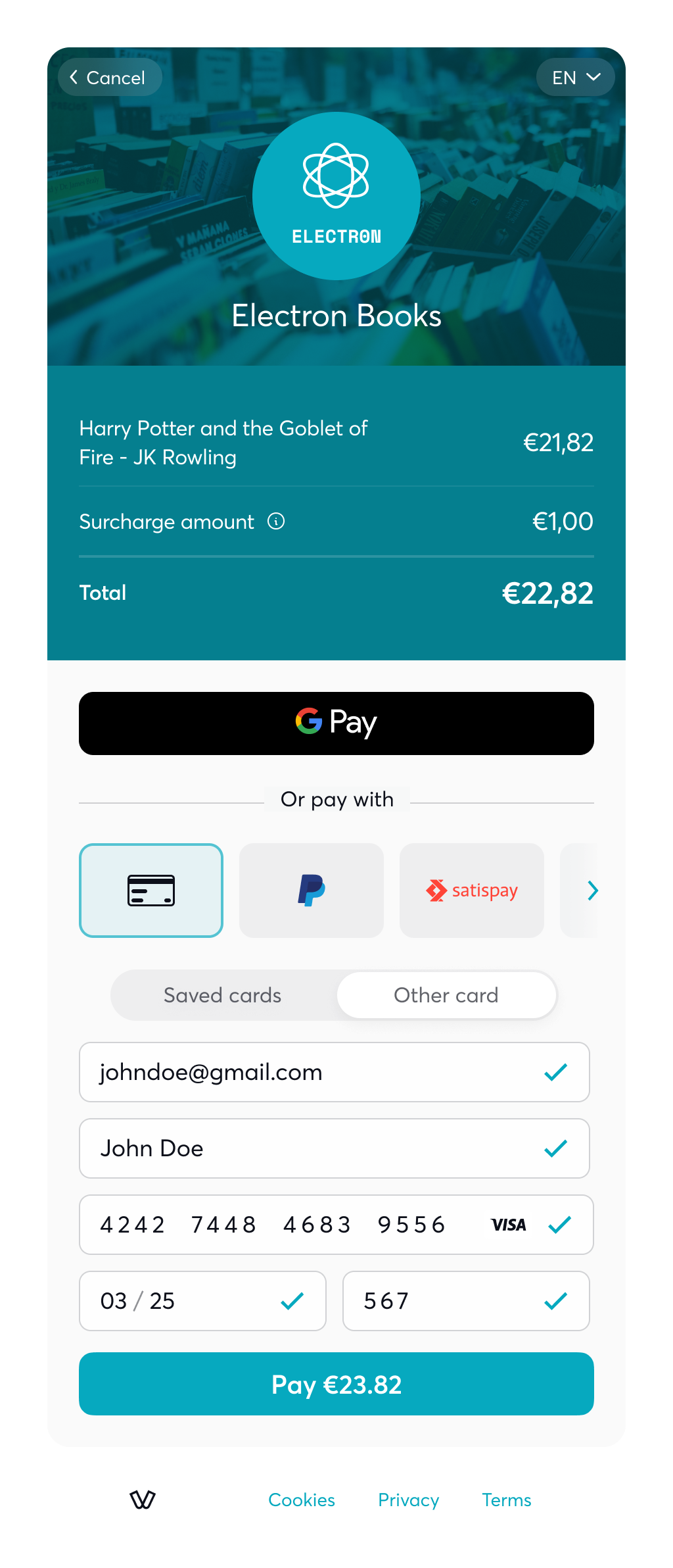Surcharge - card entry
