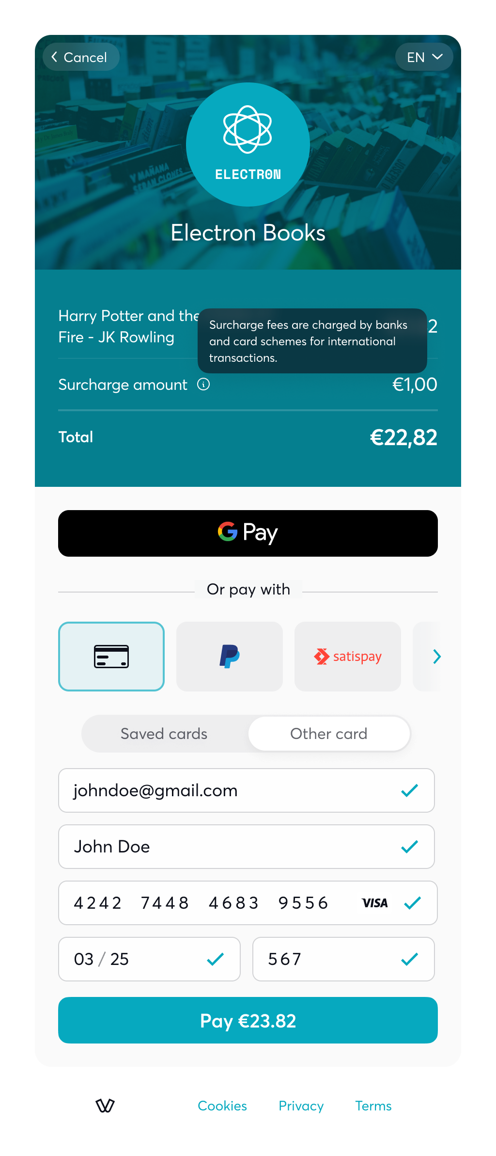 Surcharge - surcharge notice