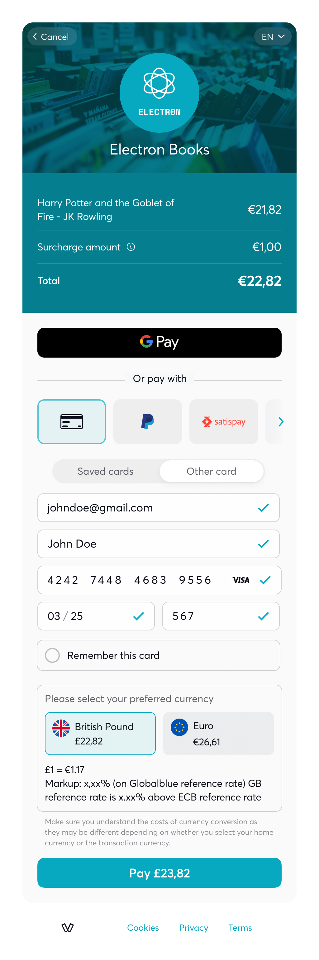 Surcharge - final amount