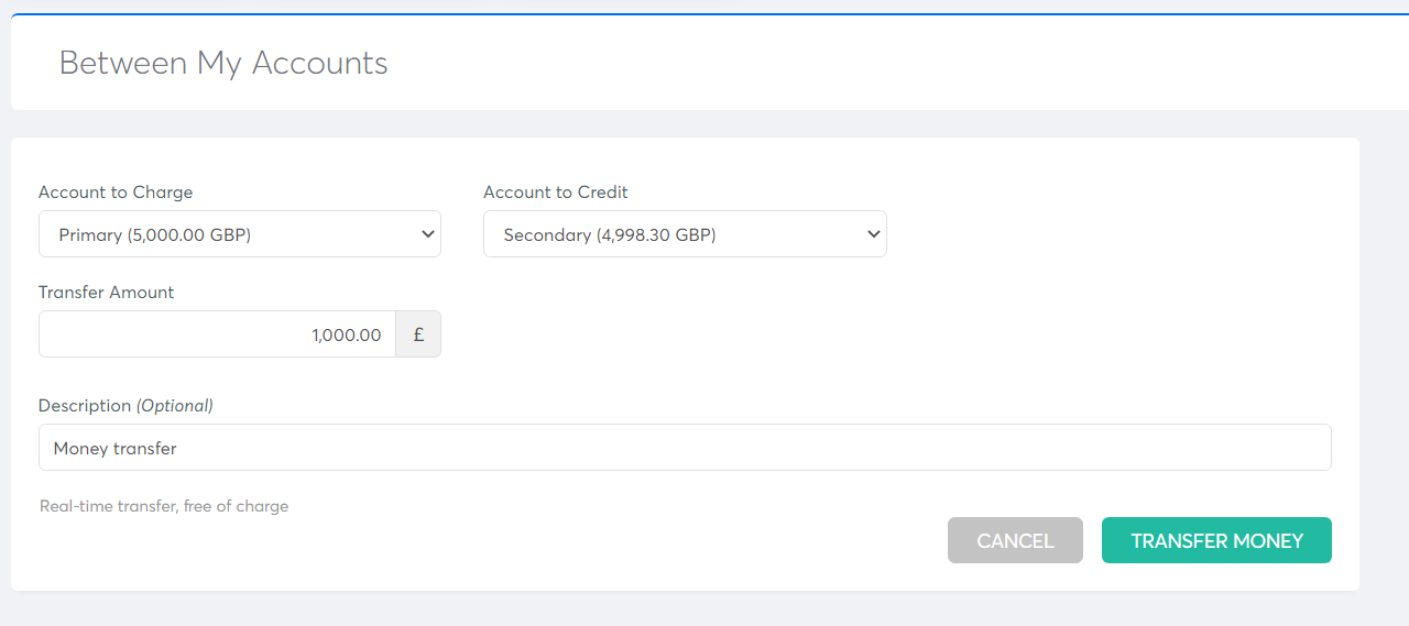 Transfer between accounts