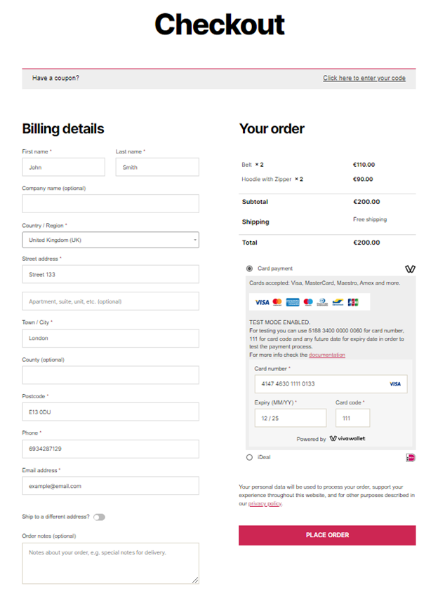 WooCommerce Standard Checkout